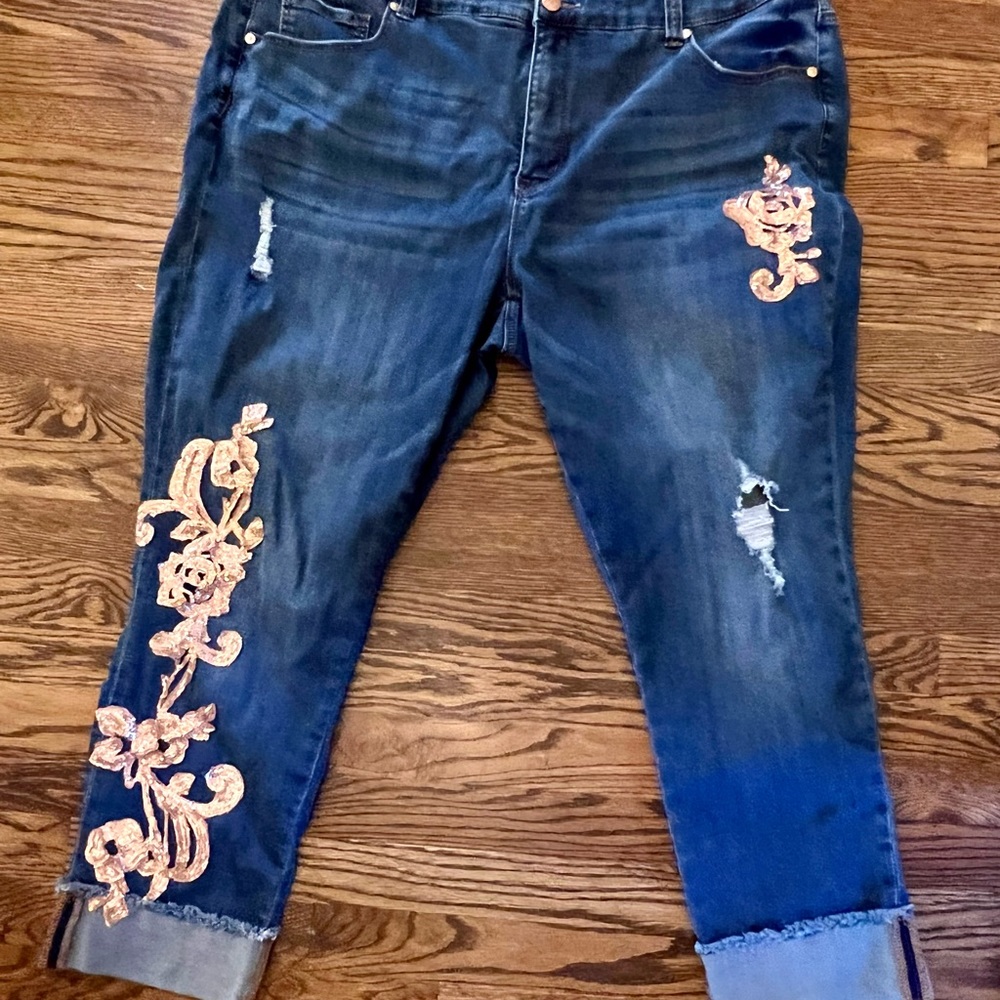 Seven/Melissa McCarthy Sequin Cropped Jeans 26W